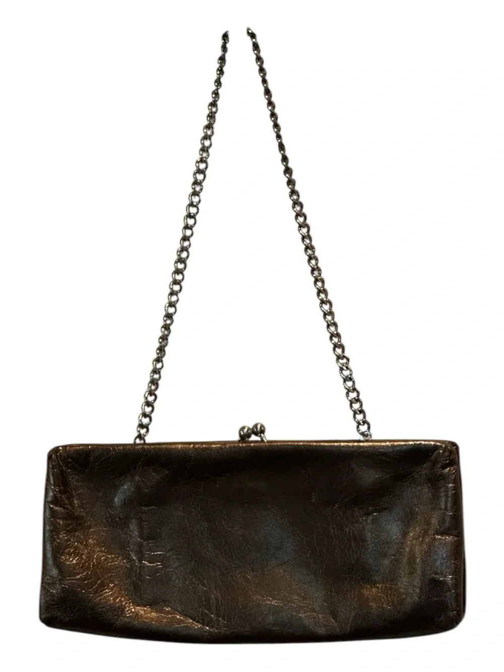 HOBO Metallic Bronze Frame Clutch with Light Blue Interior